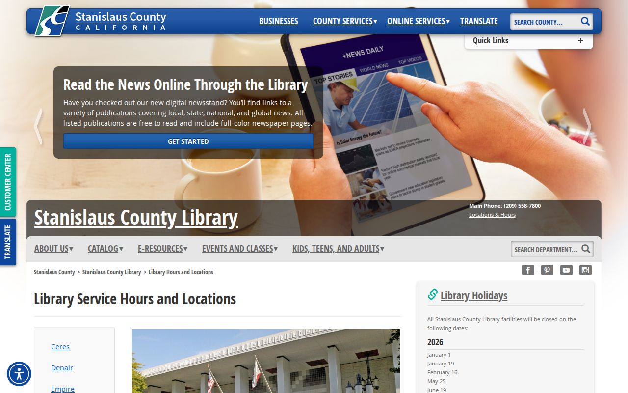 Oakdale city directory view of Oakdale Branch Library details