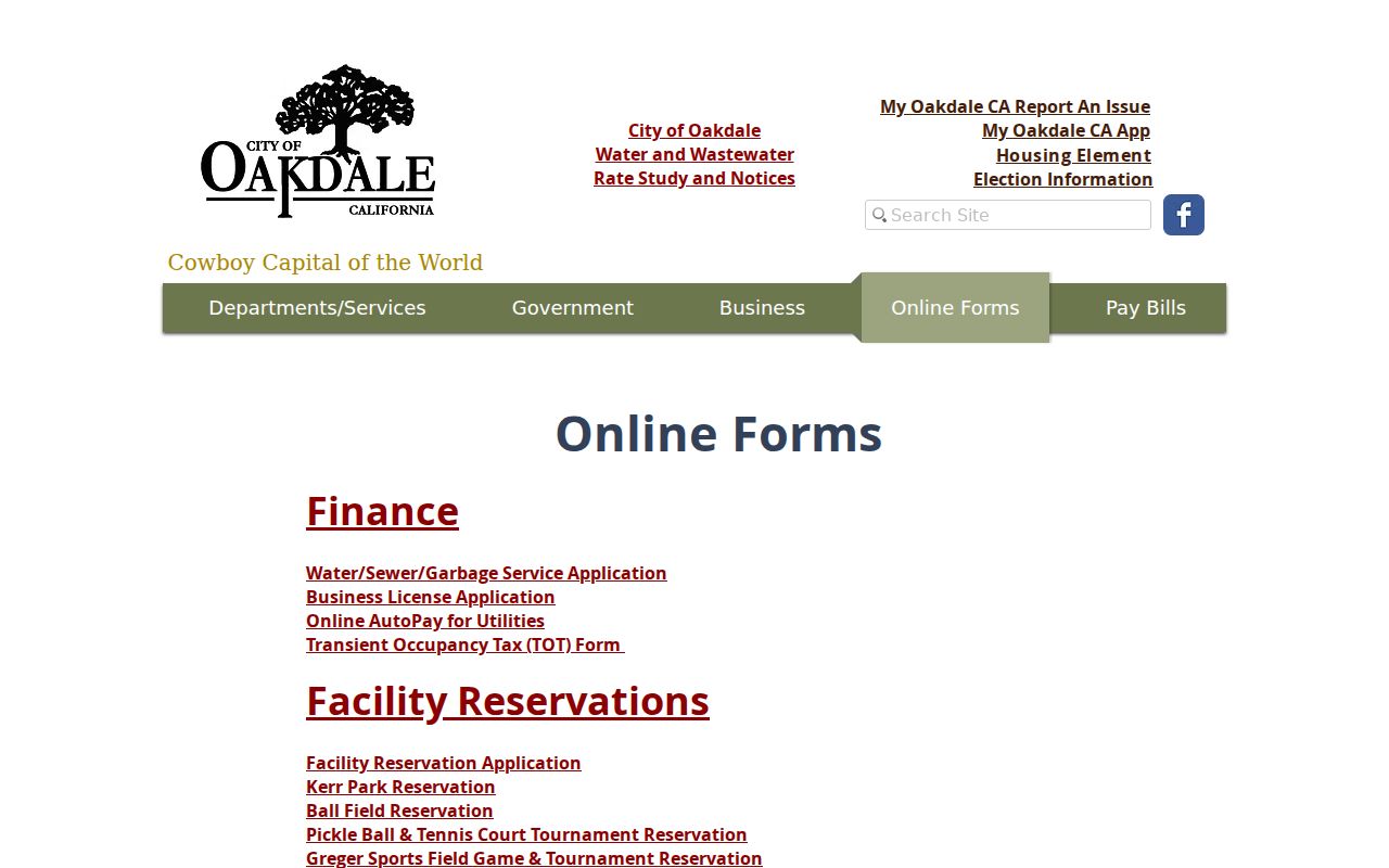 Oakdale residents directory view of Oakdale records request forms
