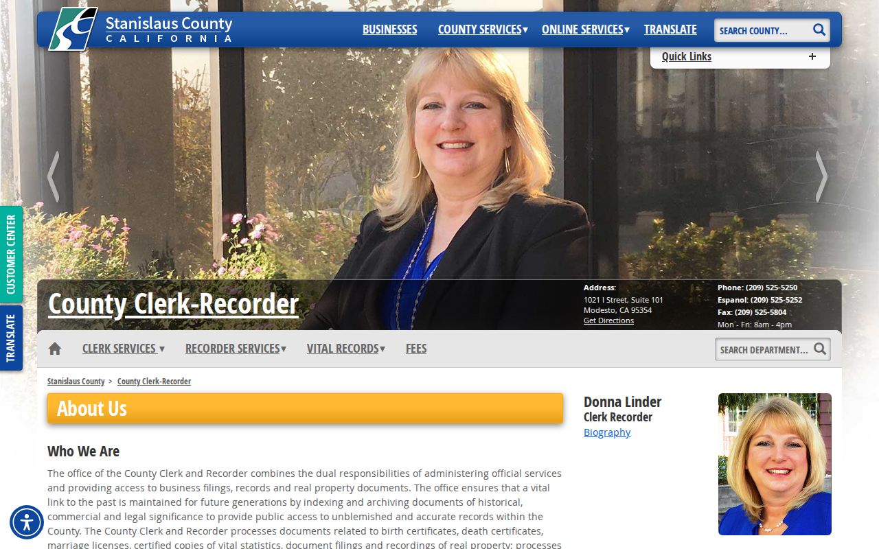 Oakdale residents directory view of the Stanislaus County Clerk-Recorder