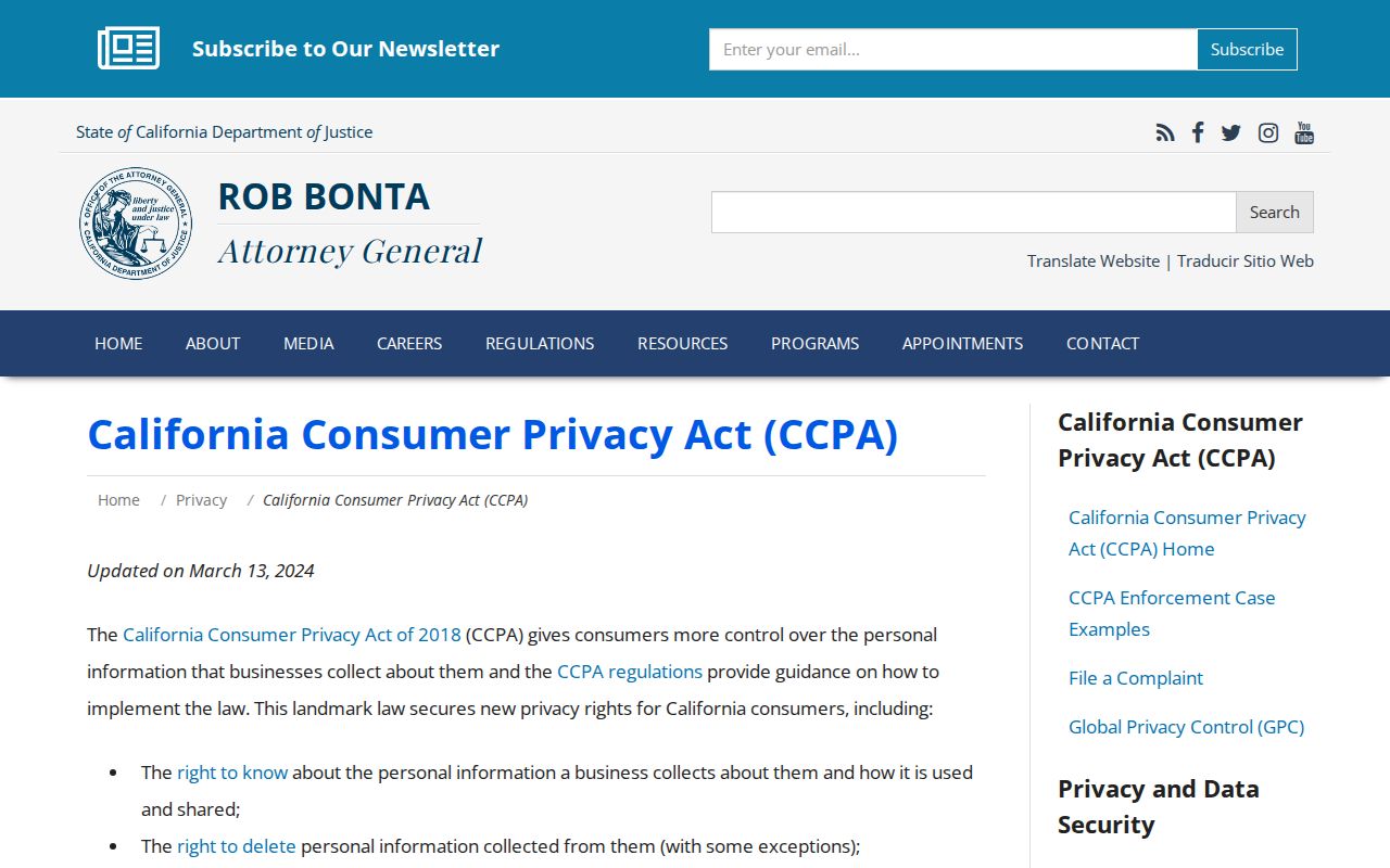 Oakdale neighbors California consumer privacy guidance