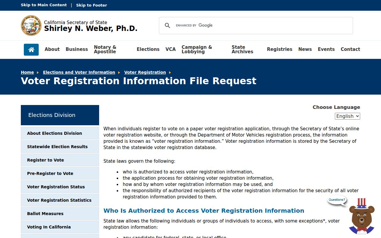 Oakdale previous residents qualified purpose voter file request