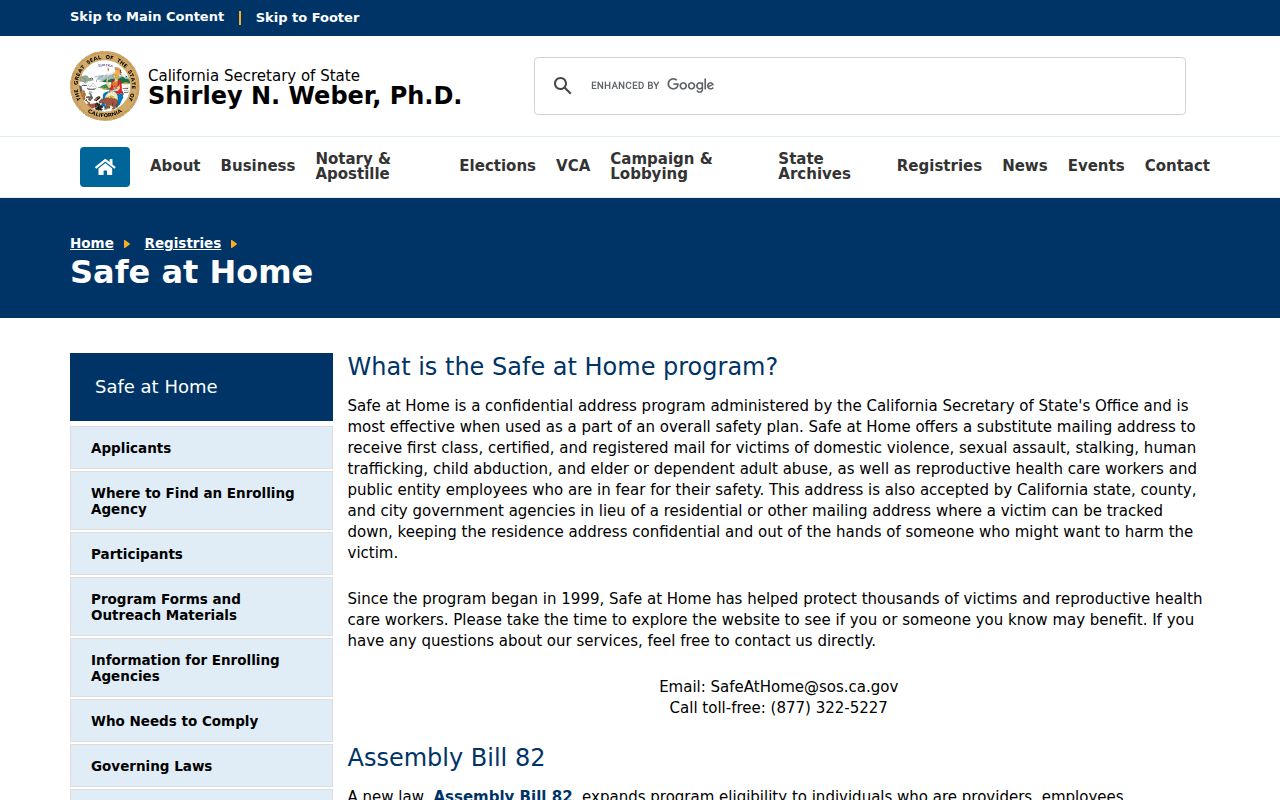 Oakdale previous residents Safe at Home address confidentiality