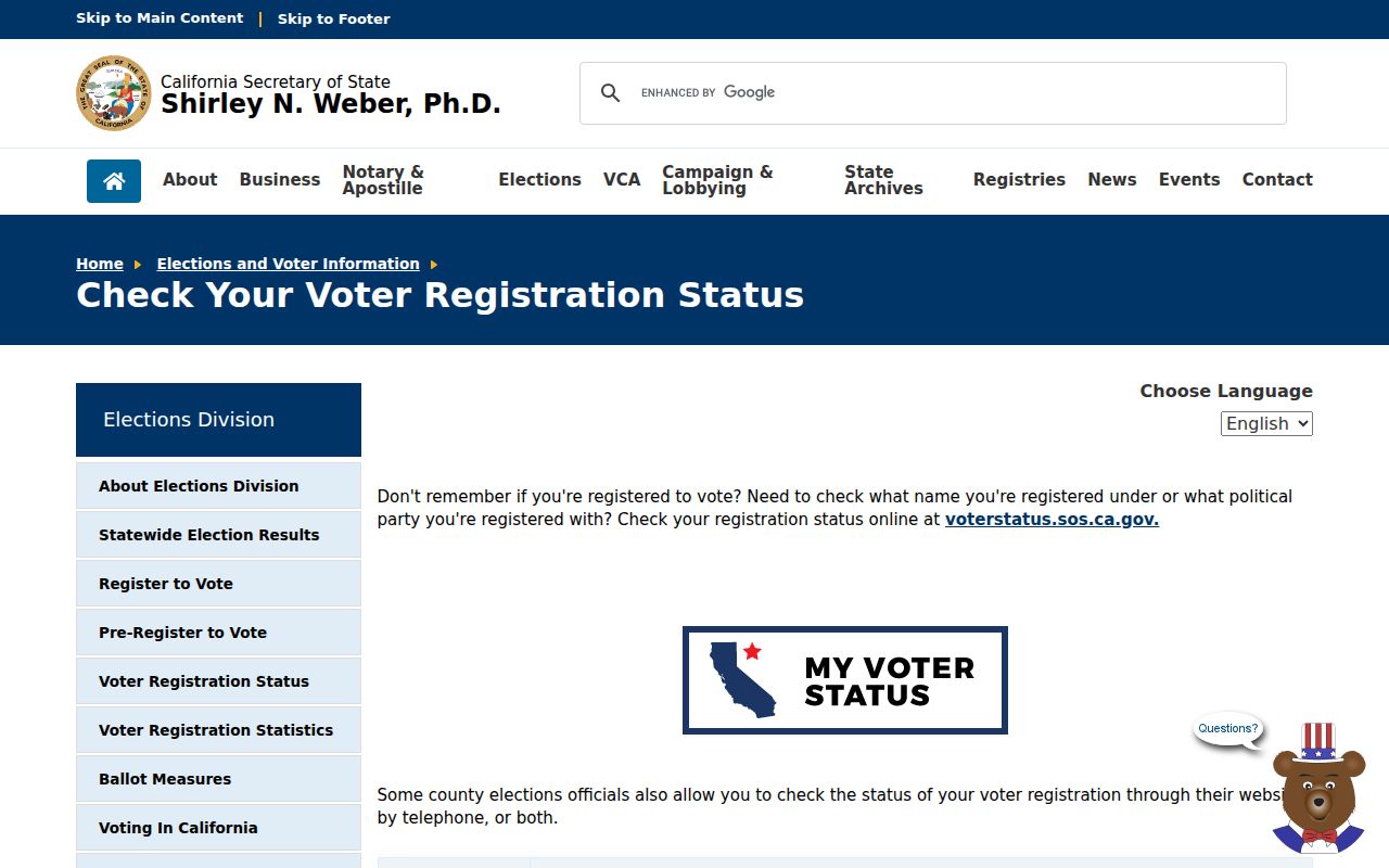 Oakdale previous residents California voter status routing