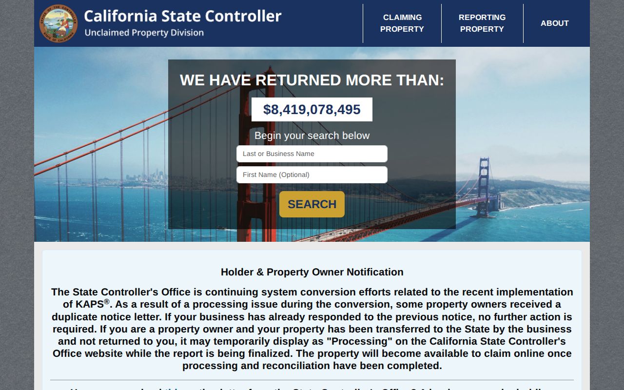 Oakdale resident lookup California unclaimed property search