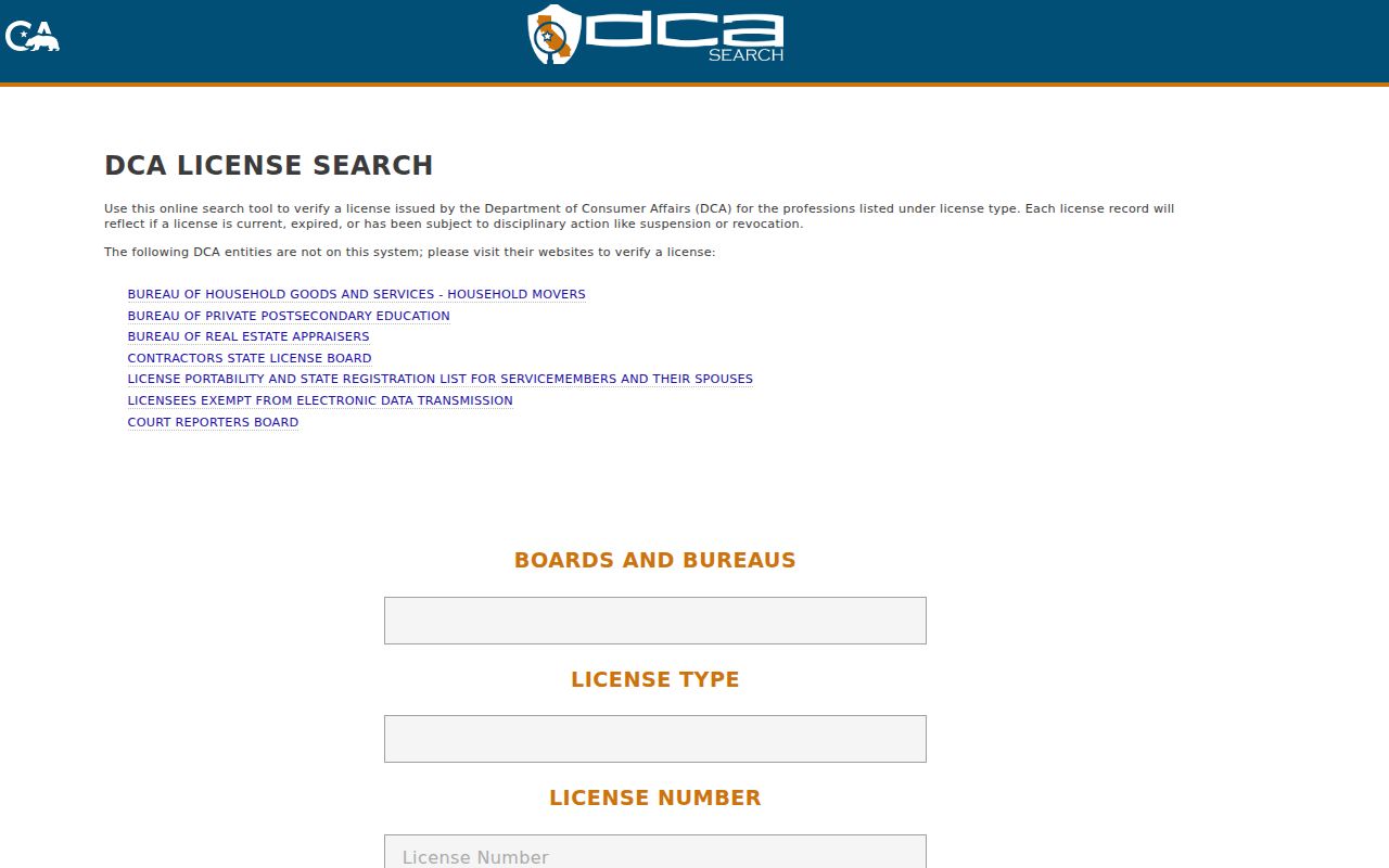 Oakdale resident lookup California professional license search